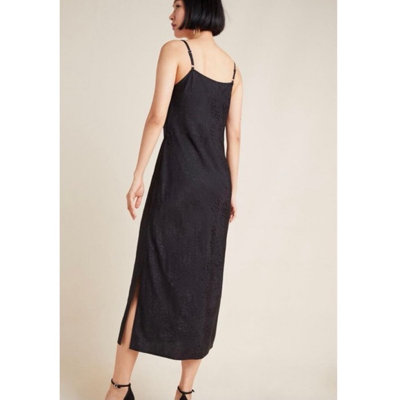 Anthropologie Amelie Jacquard Slip Midi Dress in Black Motif US 12 - Picture 3 of 15